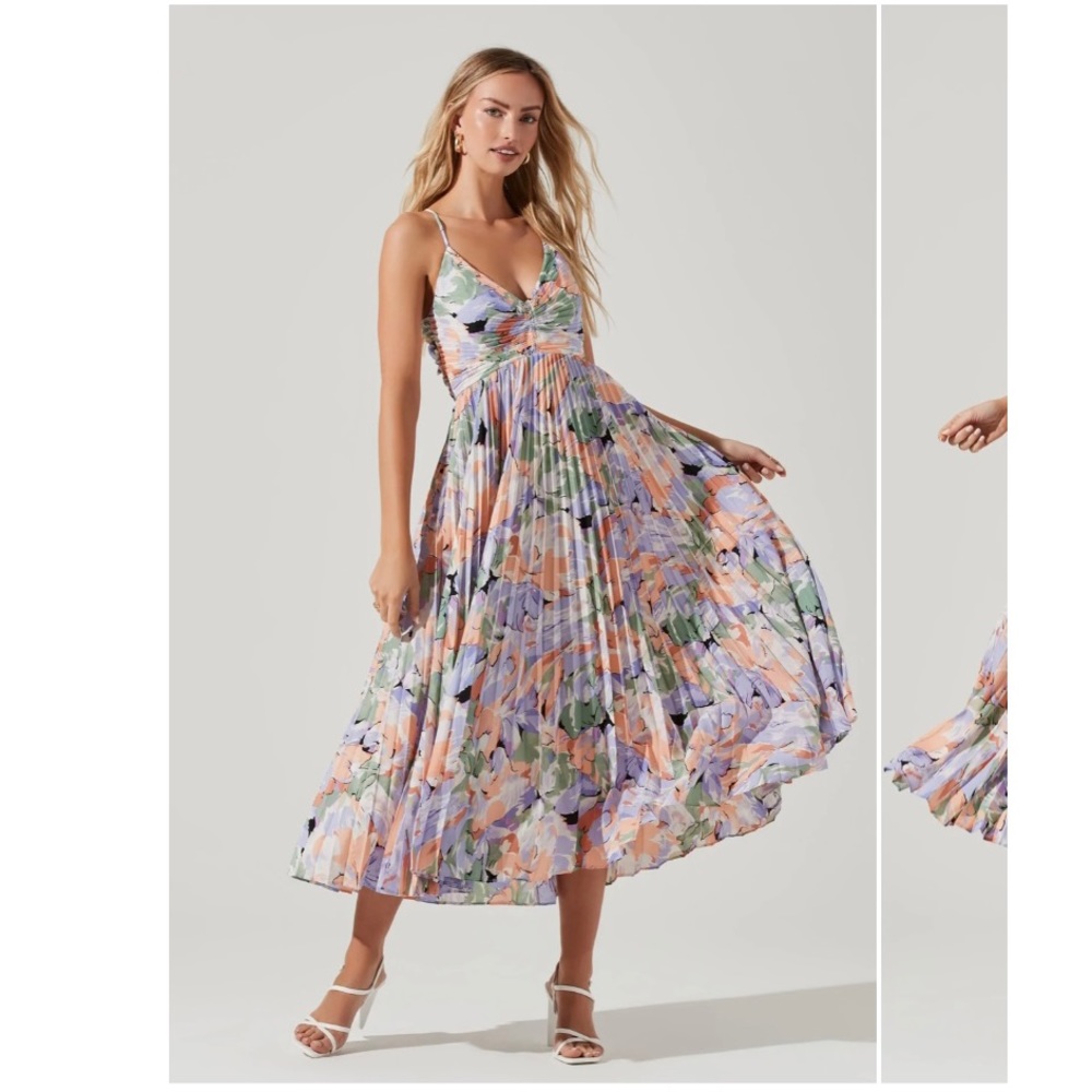 ASTR the Label | Blythe Floral Plisse Midi Dress | XS | Worn Once!
